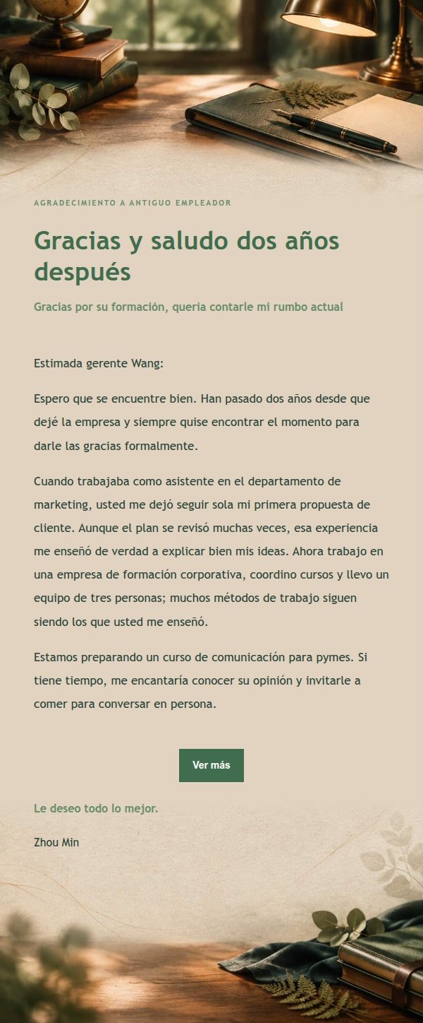 Carta de Agradecimiento Transición de Vida Estilo Bosque Cobre 2