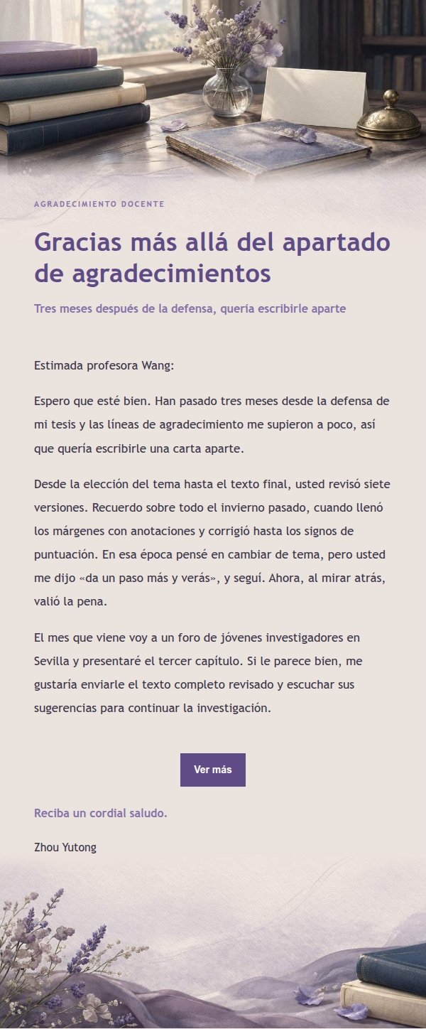 Carta de Agradecimiento y Novedades en Tono Lila Tinta 2