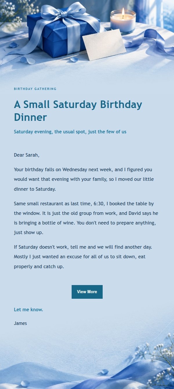 Cobalt Teal Birthday Wish Email 2