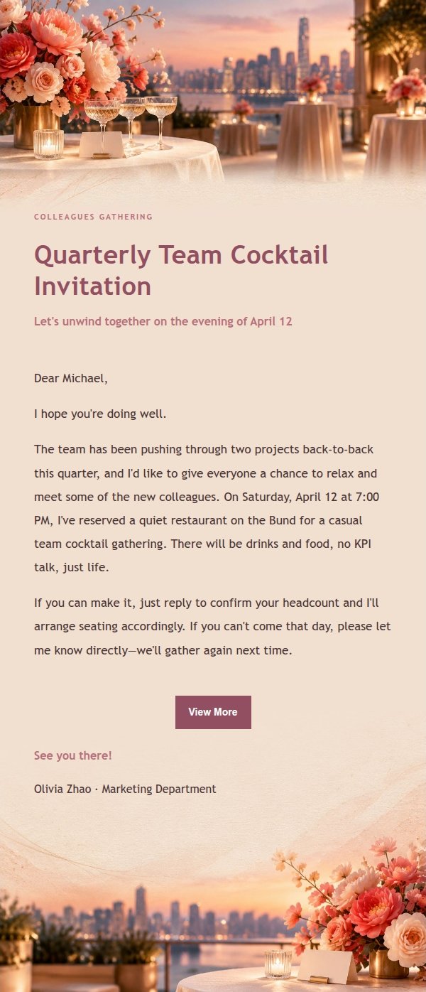Rose Editorial Business Cocktail Invitation 2