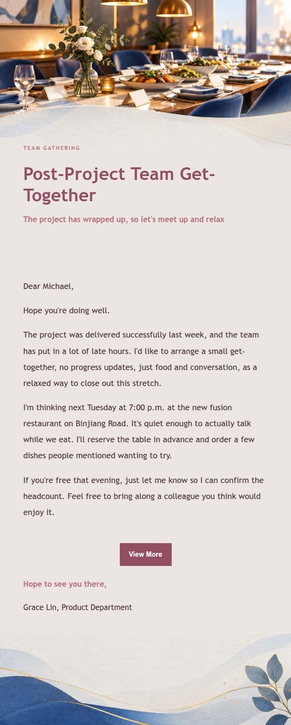 Rose Editorial Team Dinner Invitation 2