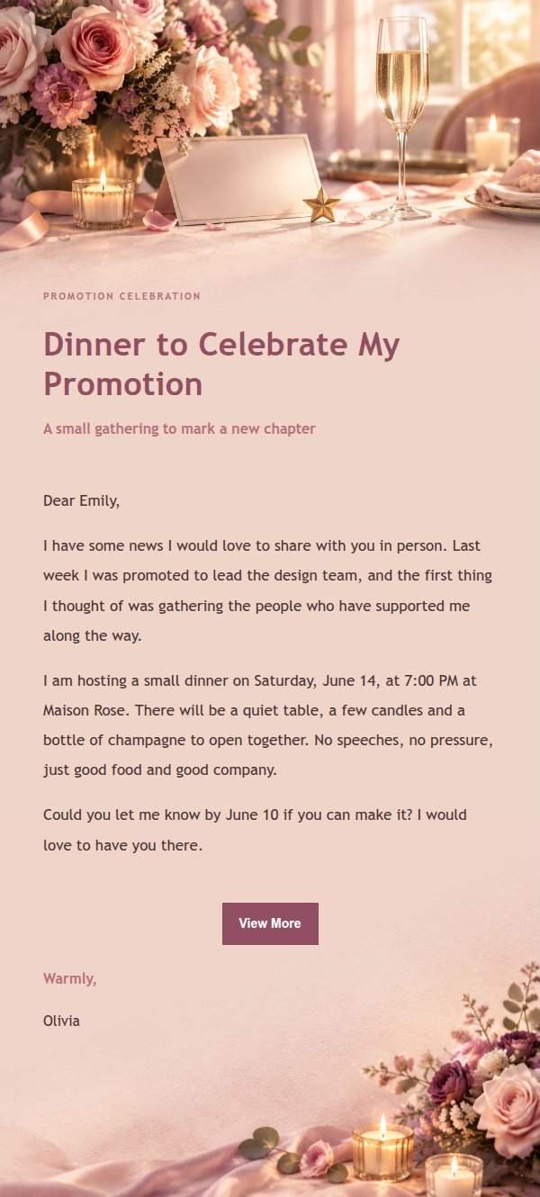 Rose Edit Promotion Celebration Invitation