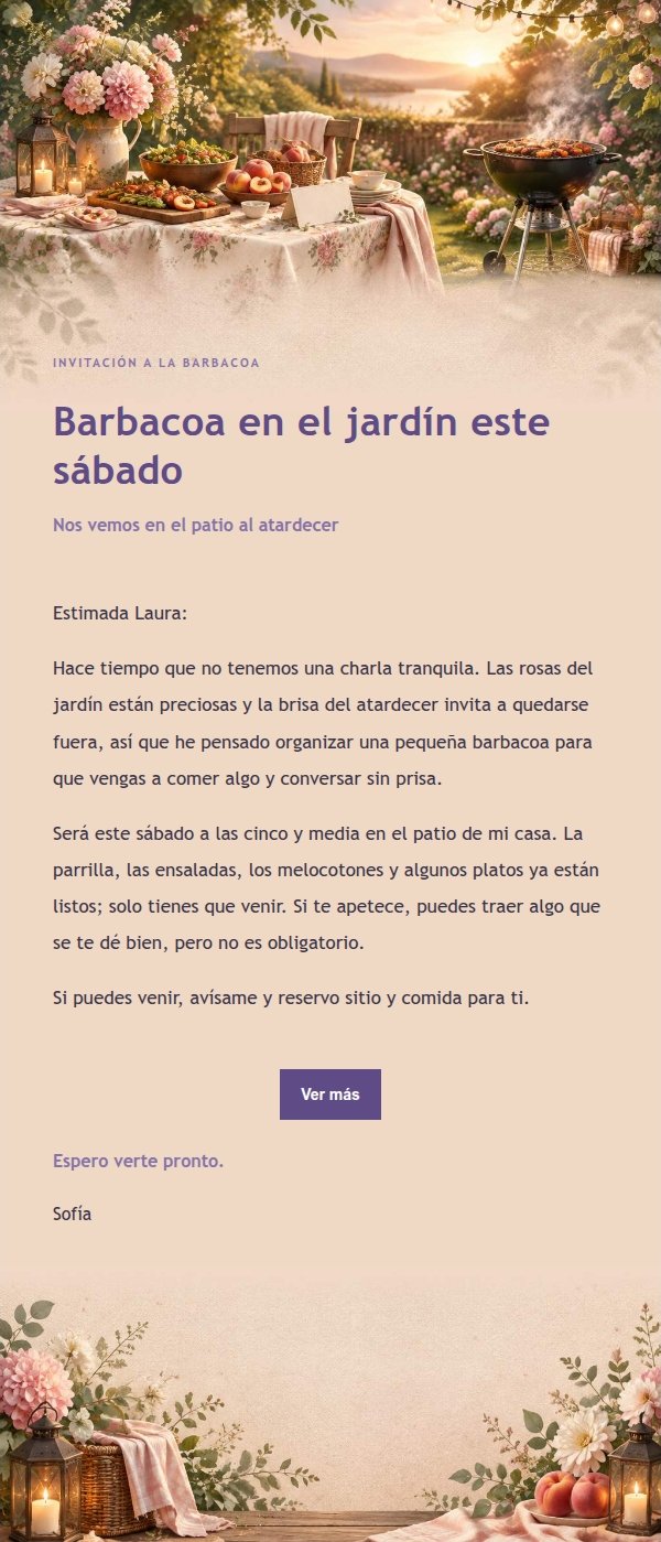 Invitación a Barbacoa en el Jardín Estilo Lila