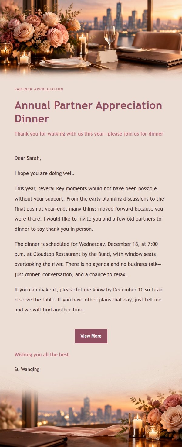 Rose Editorial Investor Dinner Invitation 2