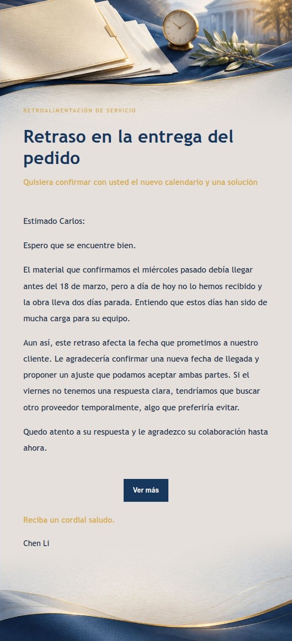 Carta de Reclamación Cortés Azul y Oro