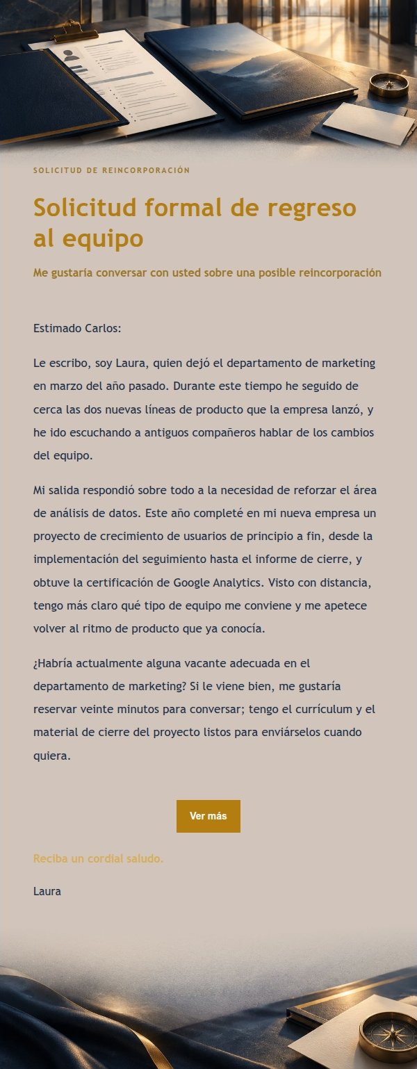 Carta Formal de Recontacto a Exempleador Azul y Oro