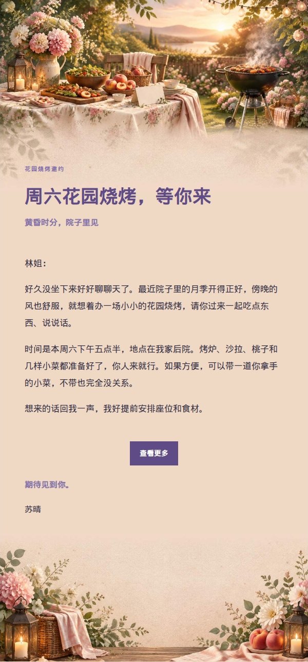 丁香墨色花园烧烤聚会邀请
