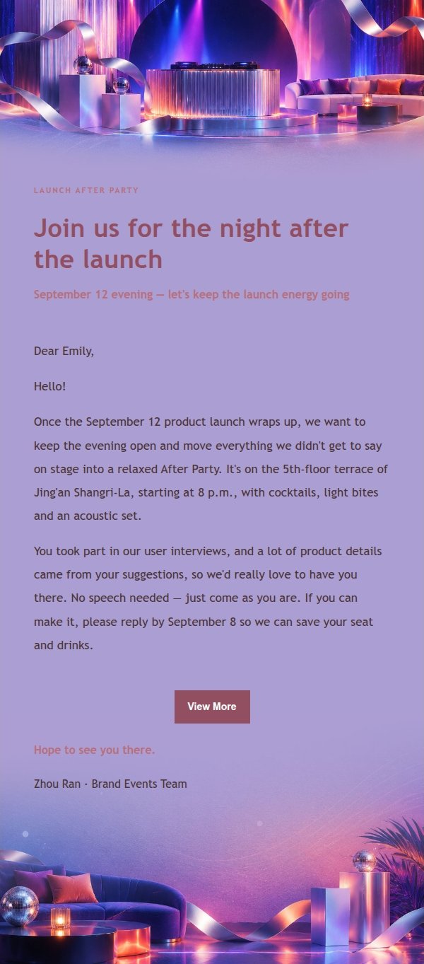 Rose Editorial Launch After Party Invite