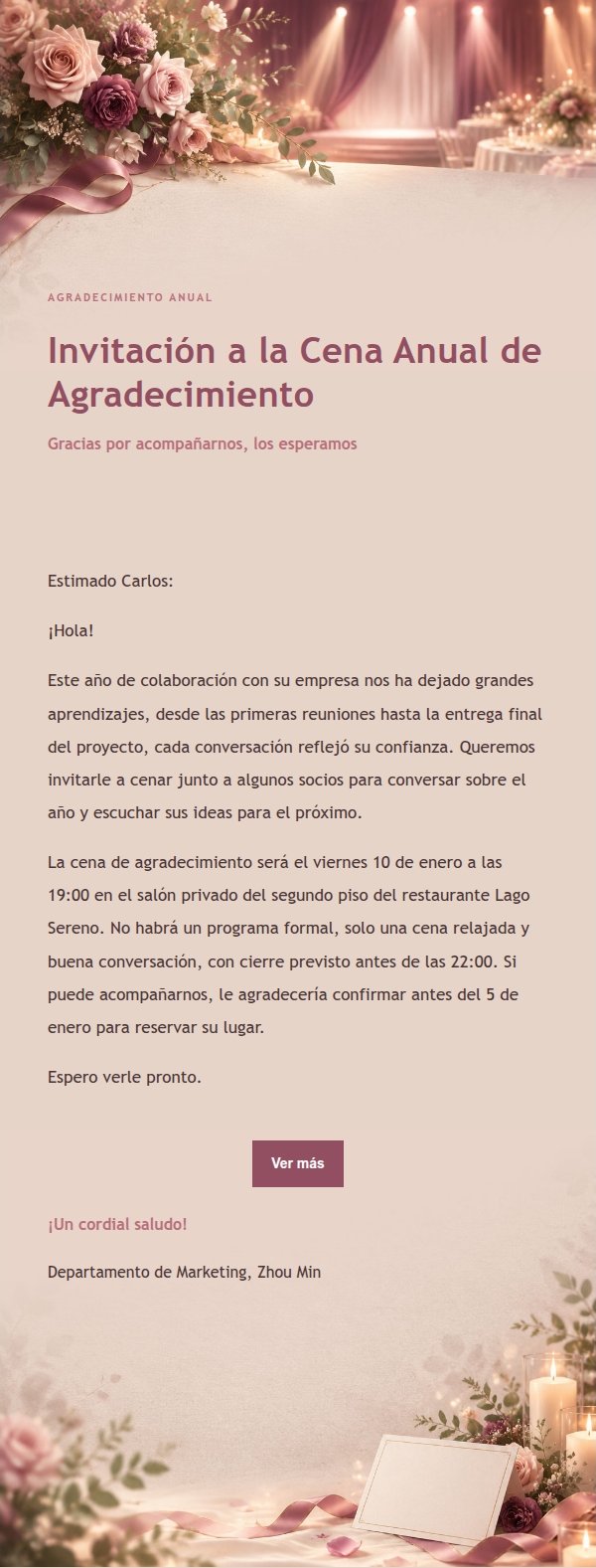 Invitación Anual Estilo Editorial Rosa 2