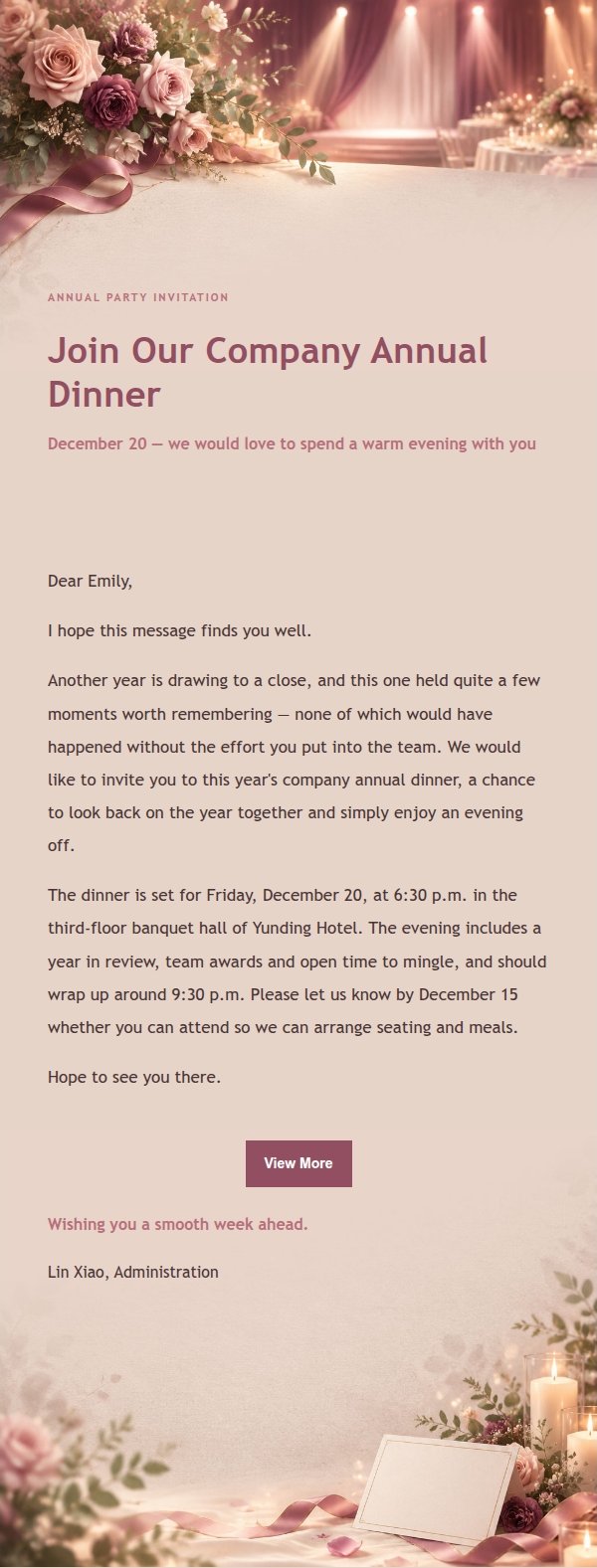 Rose Editorial Annual Party Invite