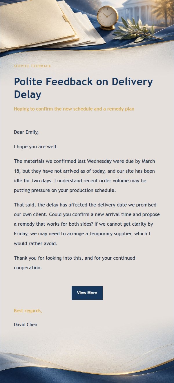 Navy & Gold Polite Complaint Email