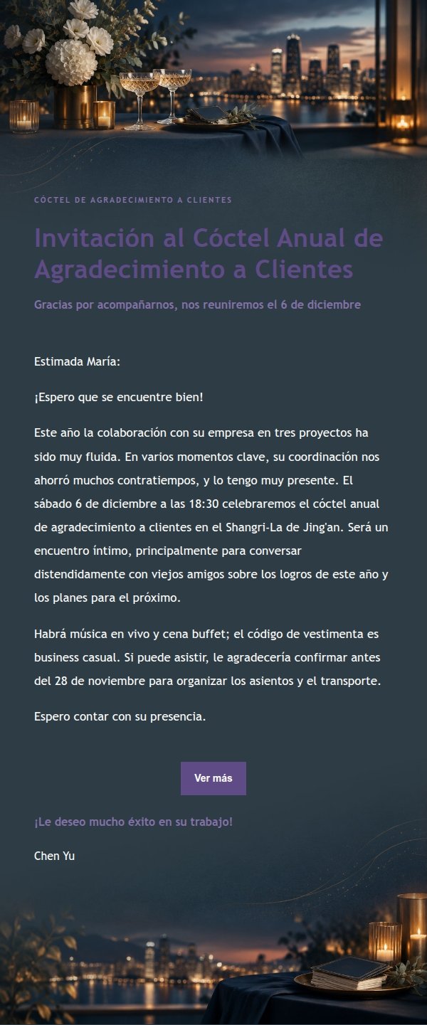 Invitación a Cóctel de Negocios Estilo Lila Tinta 2