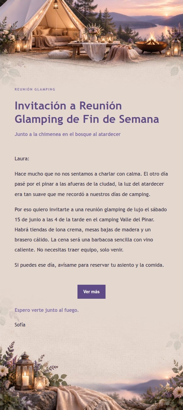 Invitación a Reunión Glamping Lila