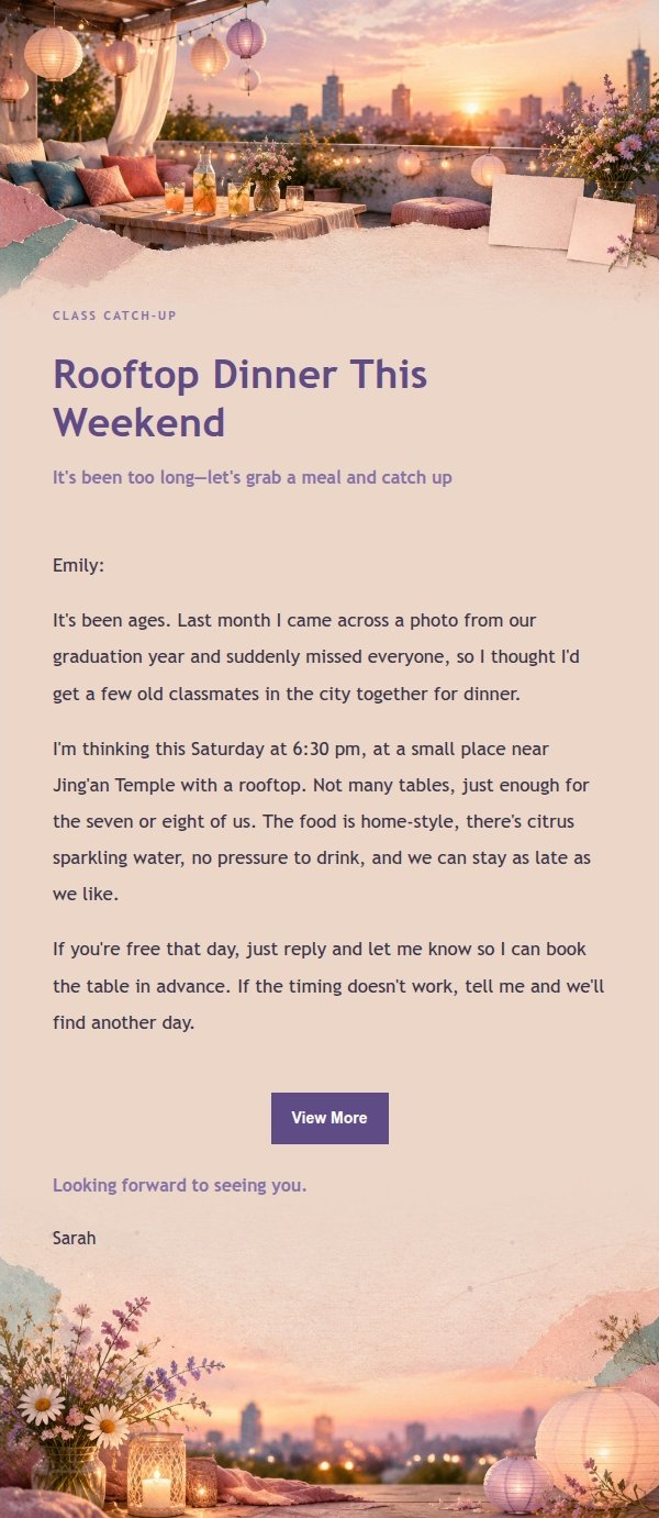 Lilac Ink Class Reunion Invitation