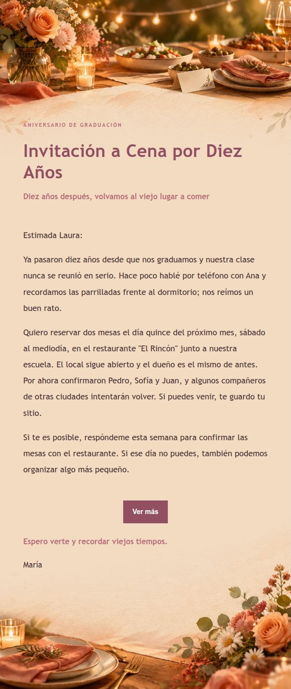 Invitación a Cena de Reencuentro Estilo Editorial Rosa 2