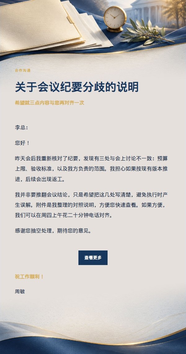 深蓝鎏金礼貌投诉反馈信 2
