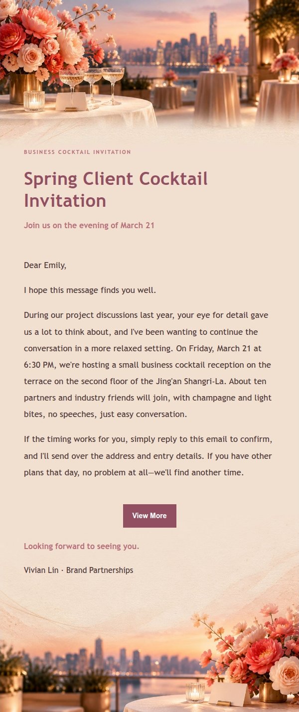 Rose Editorial Business Cocktail Invitation