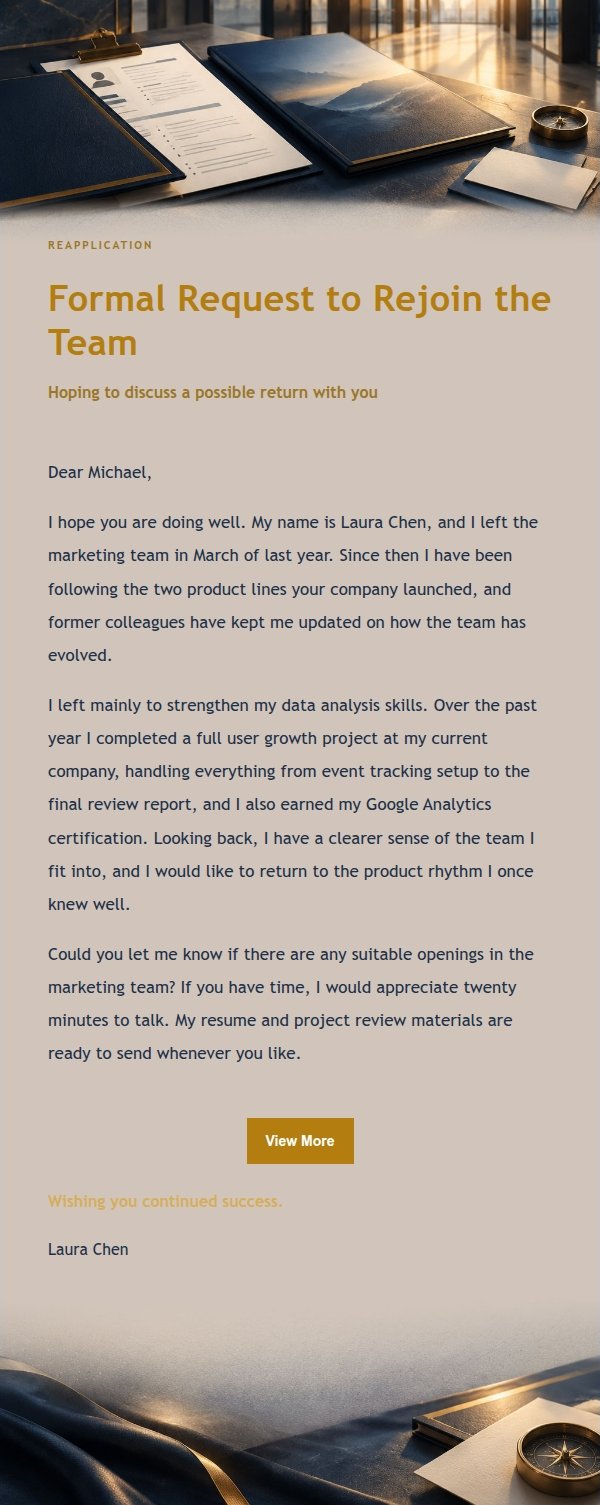 Midnight Navy Formal Reapplication Email