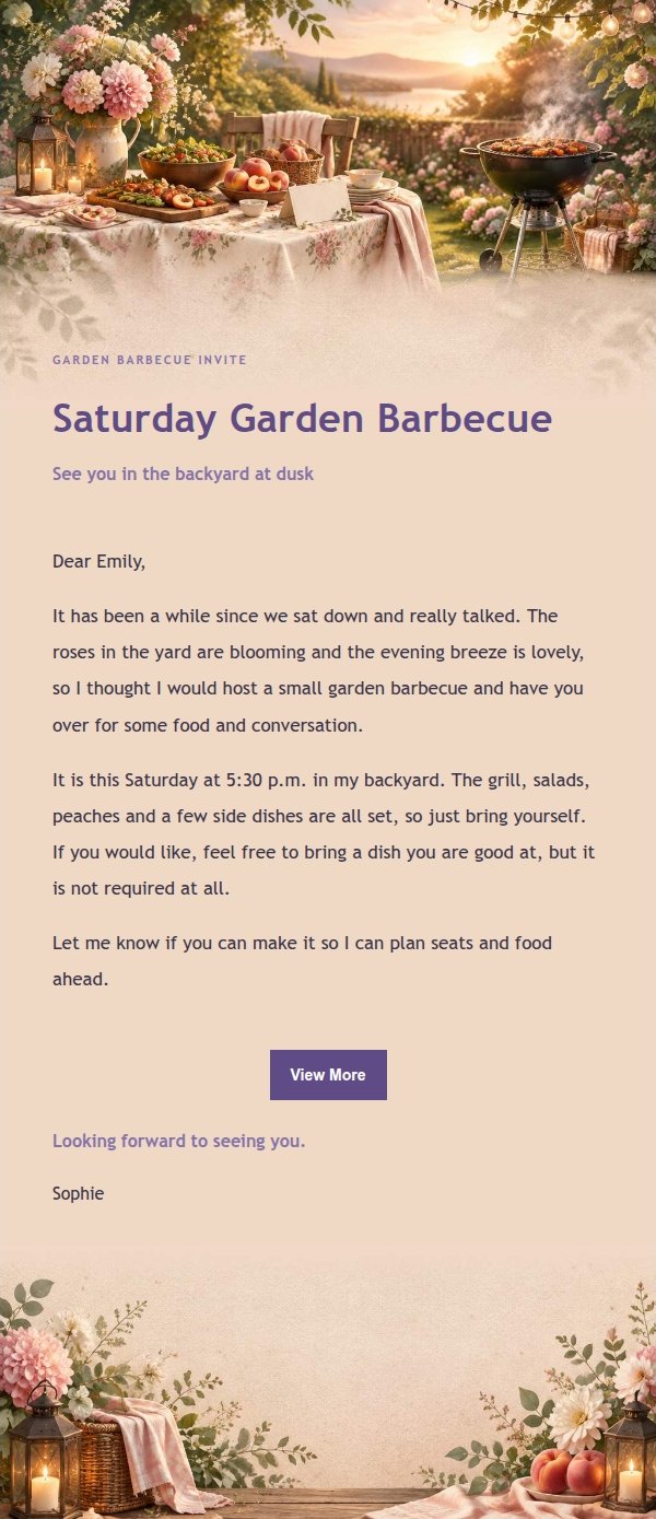 Lilac Garden Barbecue Invitation
