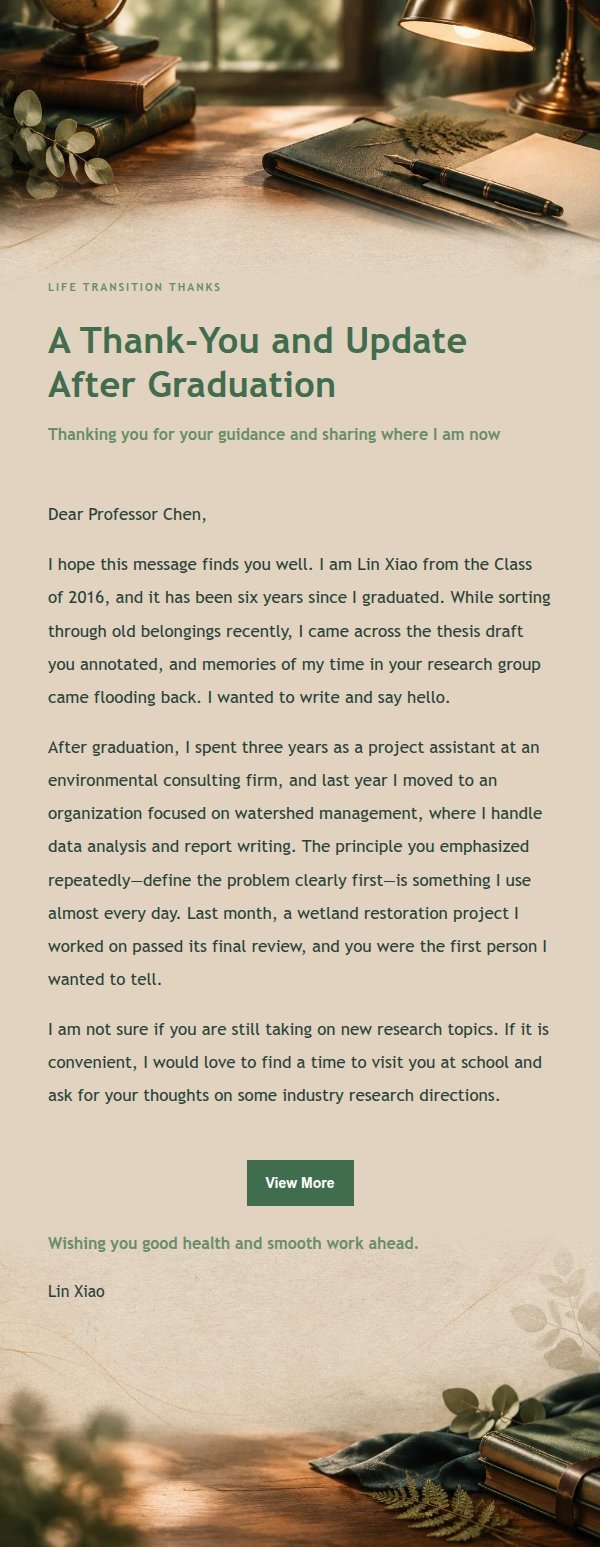 Forest Copper Life Transition Thank-You Email