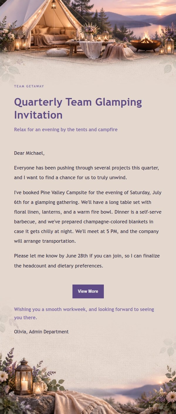Lilac Glamping Gathering Invitation 2