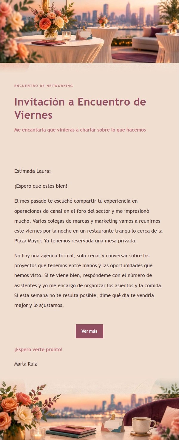 Invitación a Encuentro de Networking Estilo Editorial Rosa