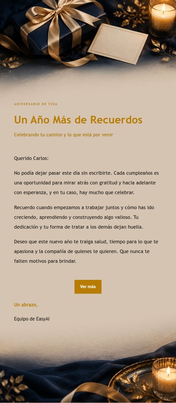 Felicitación de Cumpleaños Azul y Dorado 2