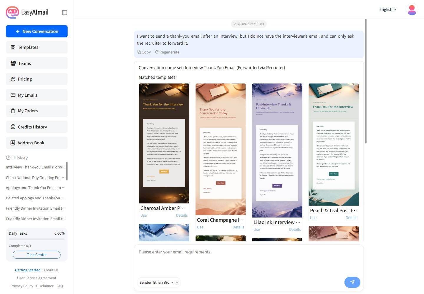 Post-interview thank-you template recommendations