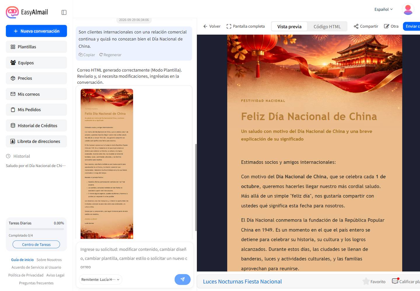 Vista previa del saludo del Día Nacional de China para clientes