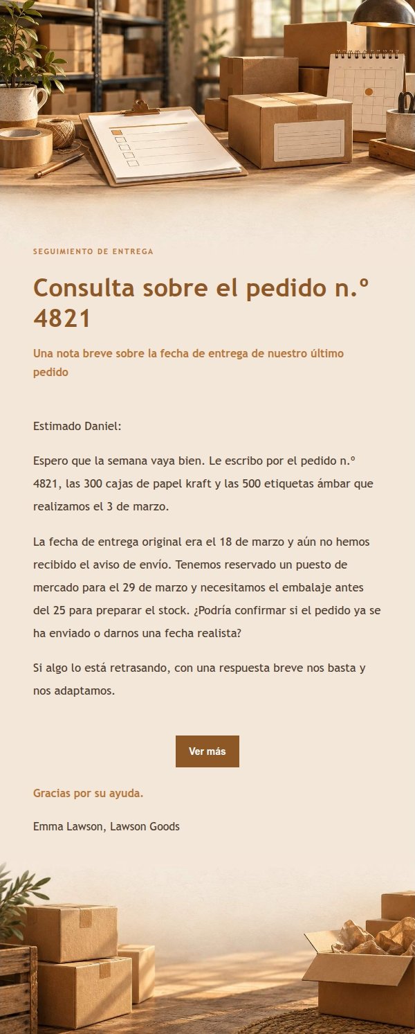 Recordatorio de Entrega a Proveedores