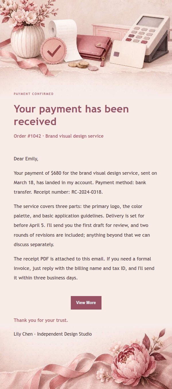 Rose Receipt Payment Confirmation Email