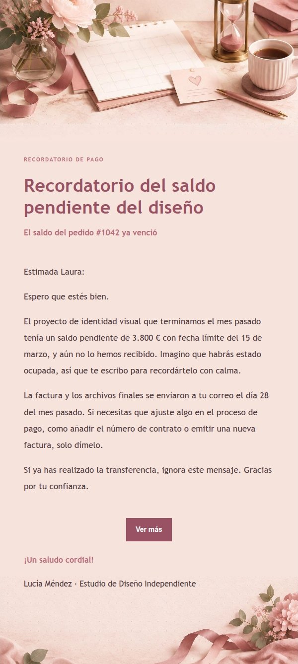 Recordatorio de Pago Estilo Recibo Floral