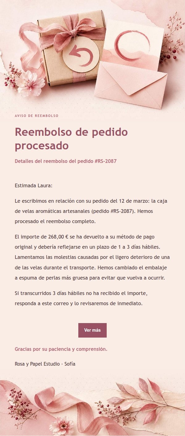 Aviso de Reembolso Estilo Recibo Floral