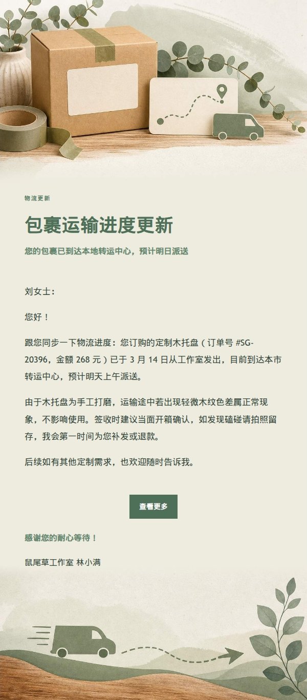 鼠尾草工作室发货物流通知 2