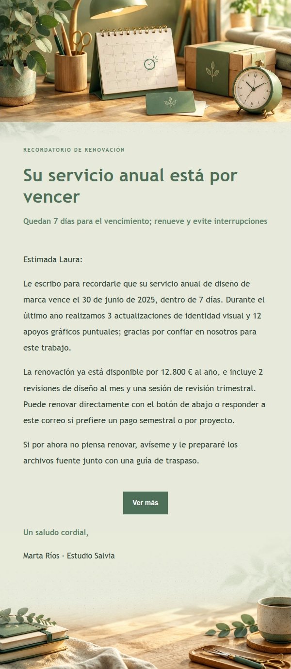 Recordatorio de Renovación Estudio Salvia