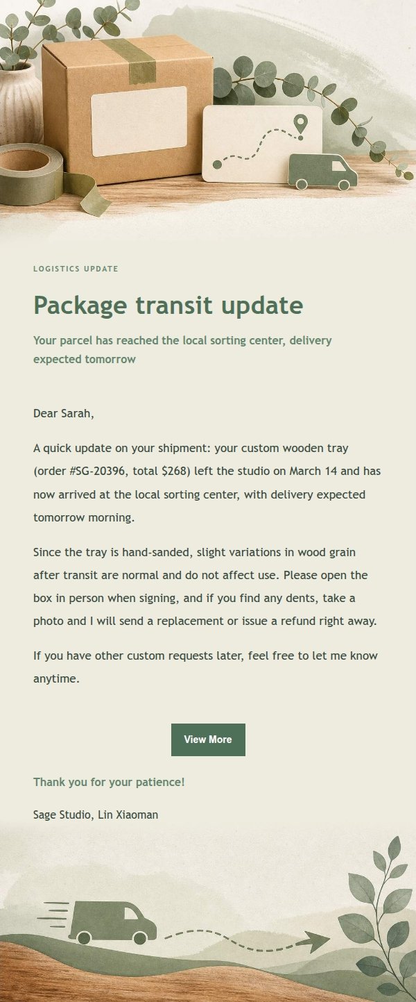 Sage Studio Shipping Notification 2