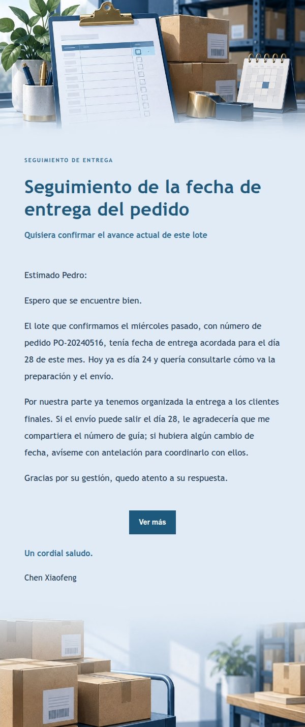 Recordatorio de Entrega a Proveedores Estilo Libro Mayor
