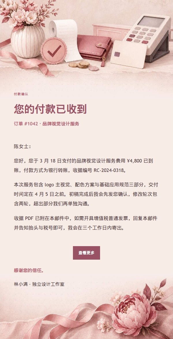玫瑰收据付款确认邮件