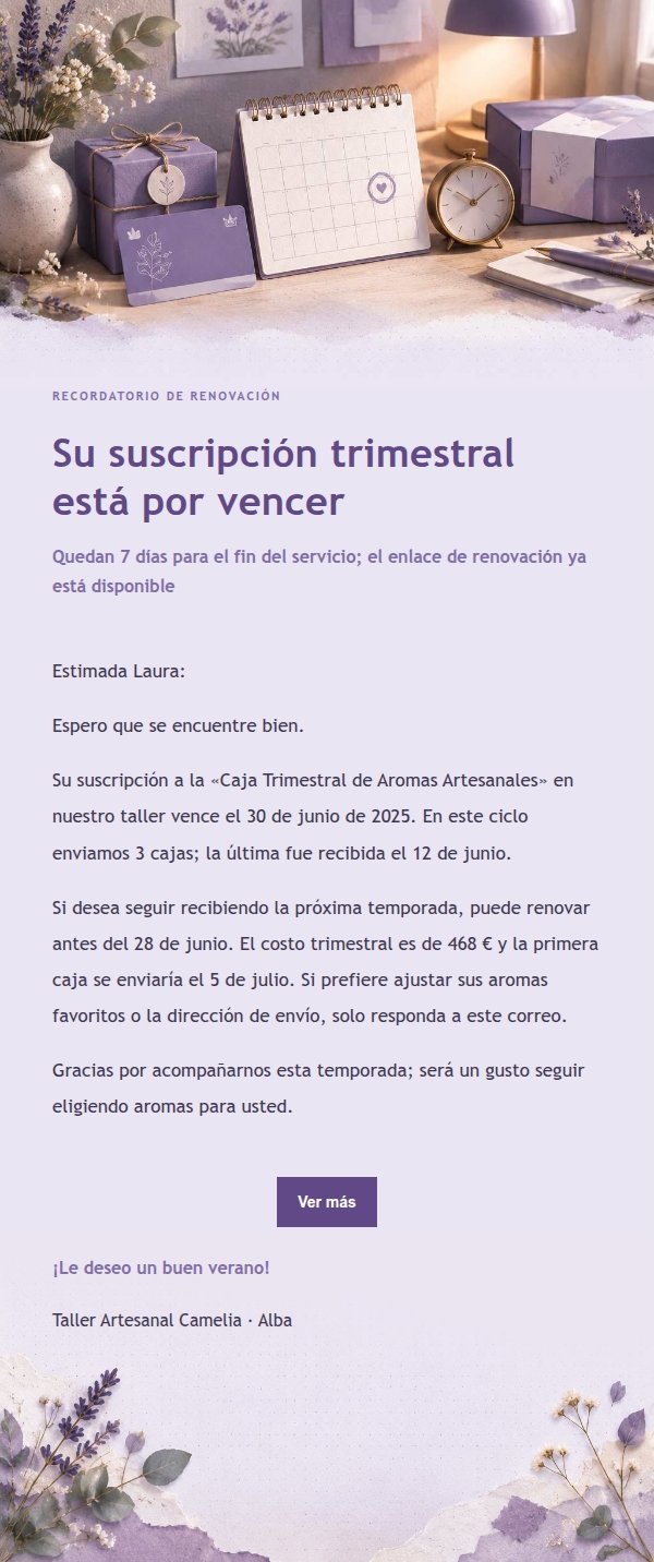 Recordatorio de Renovación Estilo Papel Lila