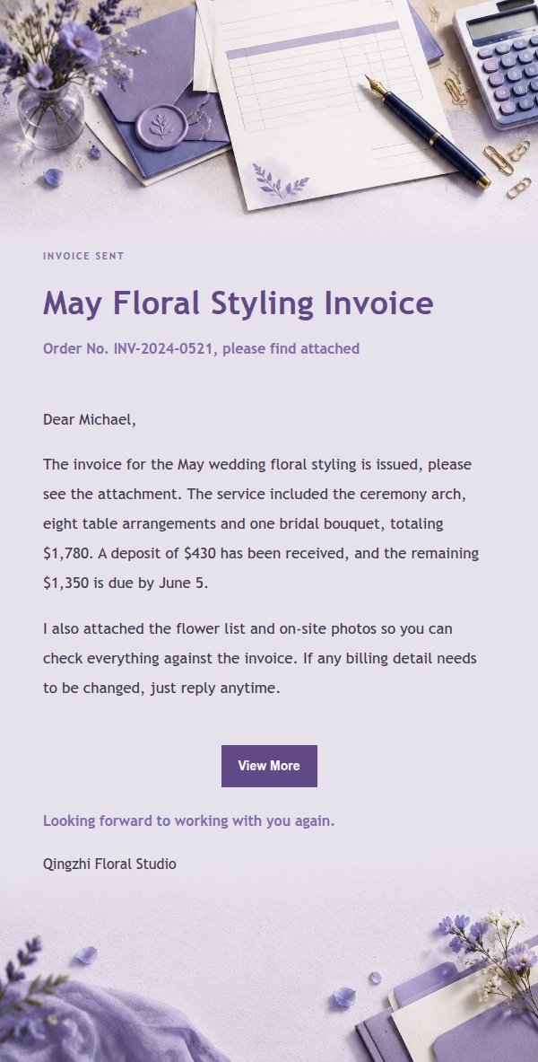 Lilac Paper Invoice Email 2