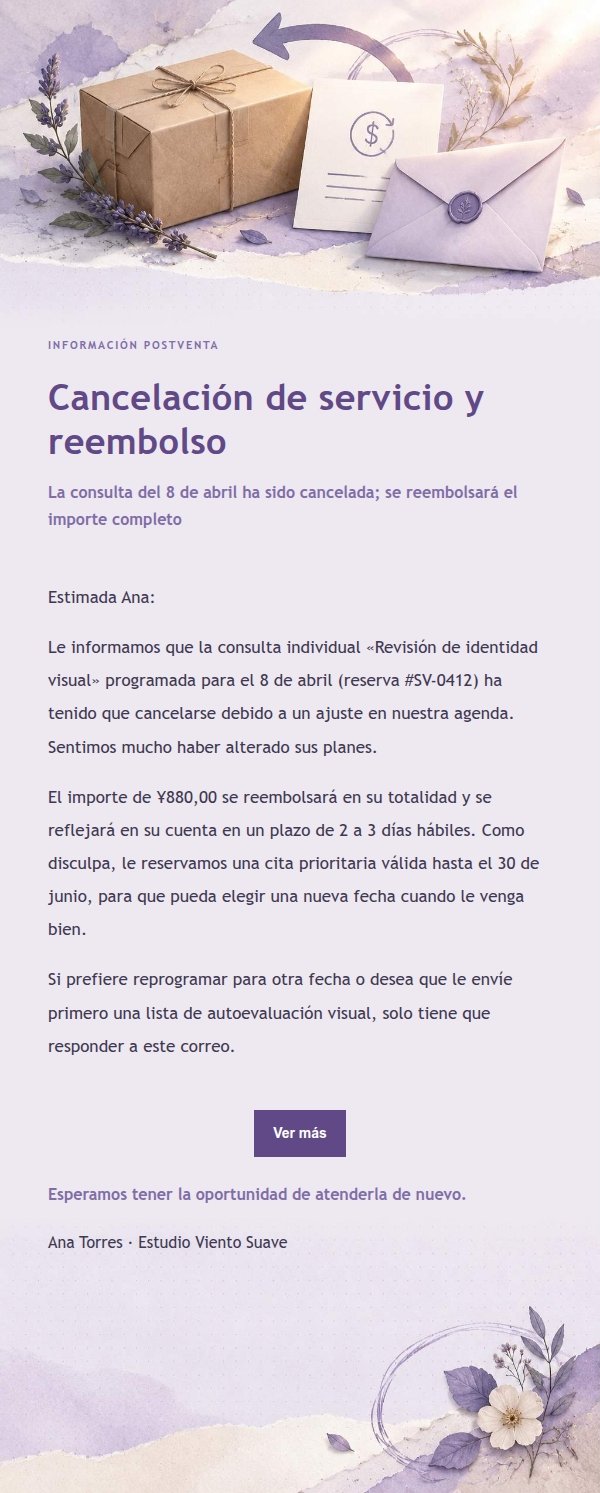 Notificación de Reembolso Estilo Papelería Lila 2