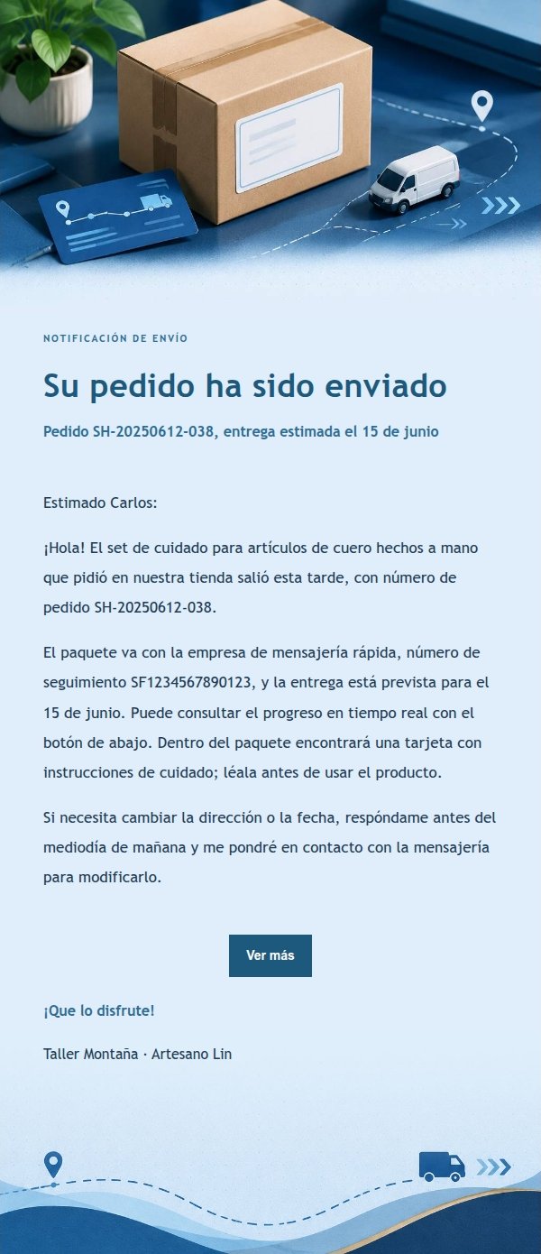 Notificación de Envío y Logística Estilo Libro Contable Azul