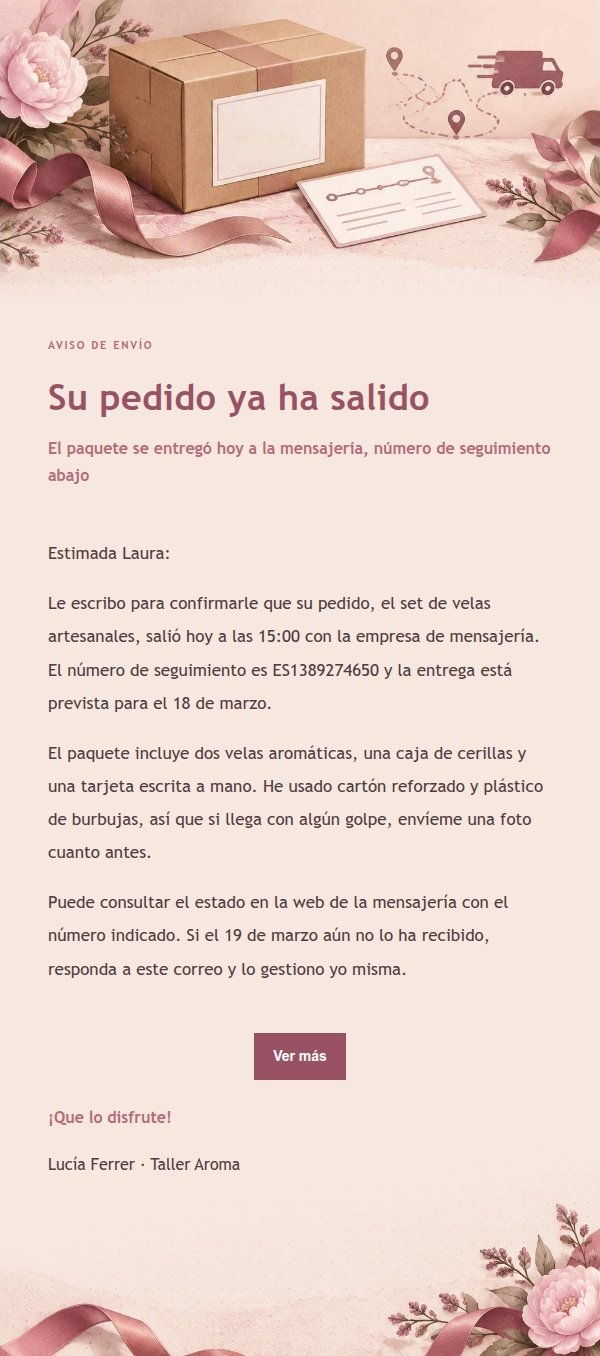Aviso de Envío Estilo Recibo Floral