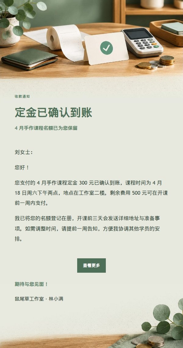 鼠尾草工作室付款收据邮件 2