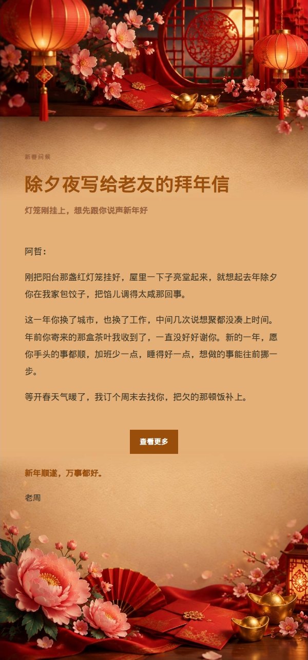 夜色华灯新春祝福邮件