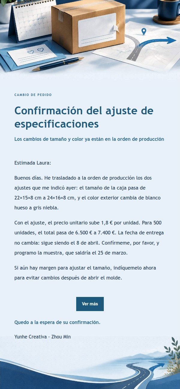 Notificación de Retraso y Cambio de Pedido Estilo Libro Contable Azul 2