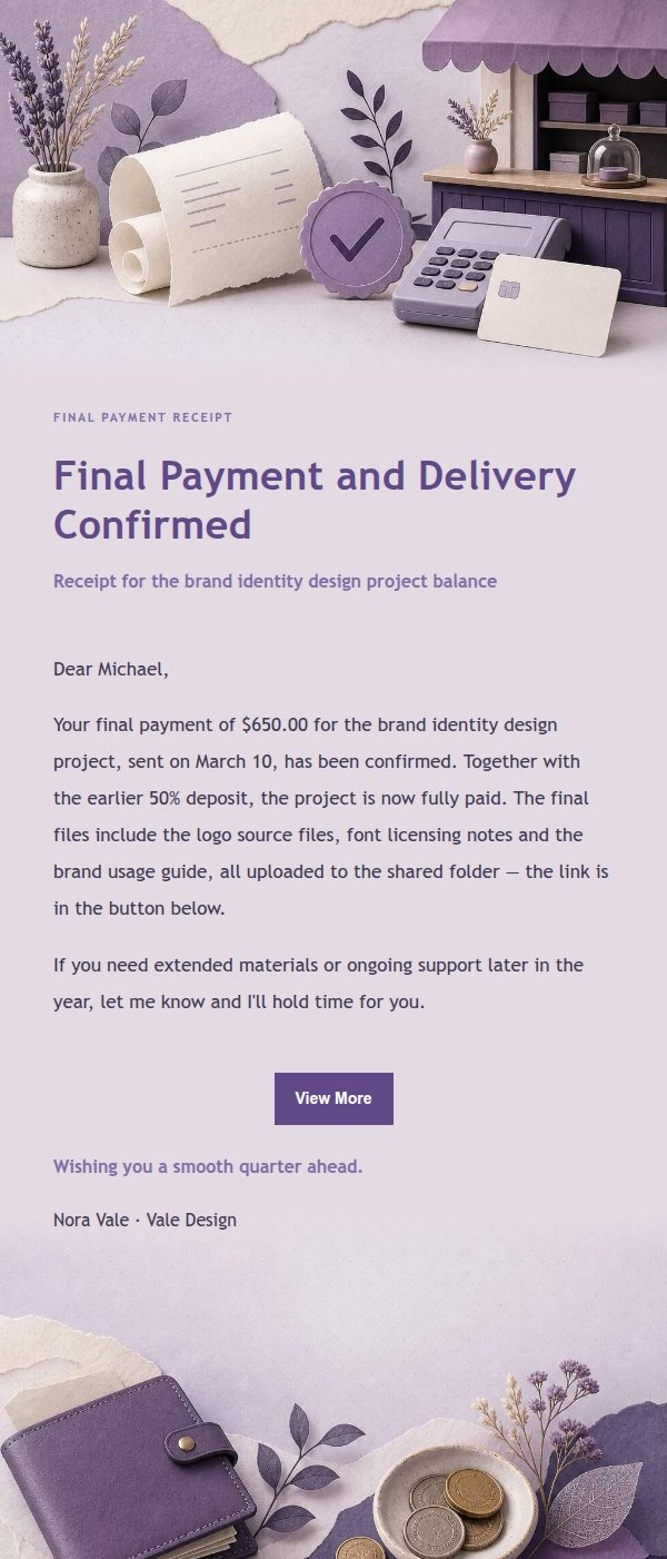 Lilac Paper Payment Receipt Email 2