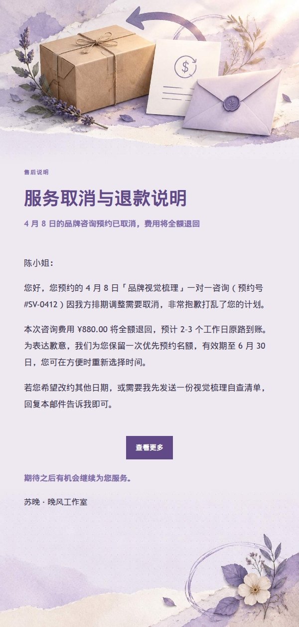 丁香纸品退款通知邮件 2