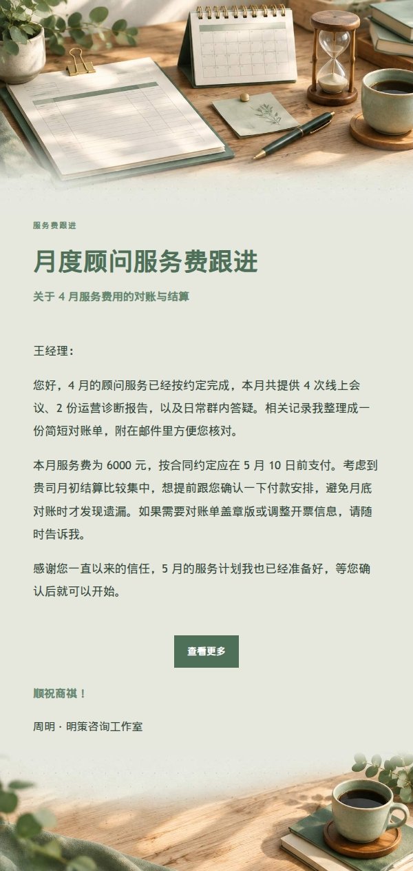 鼠尾草工作室温和催款提醒 2