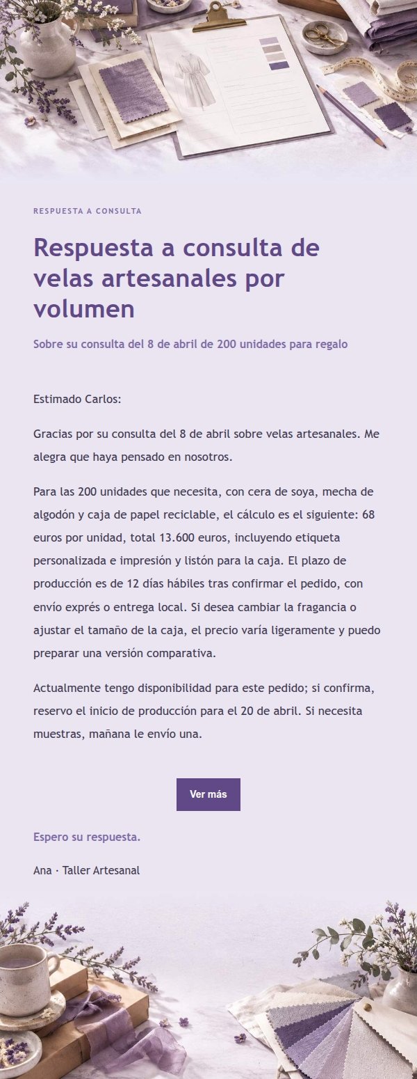 Respuesta de Cotización Estilo Papelería Lila 2